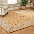 Handmade Heritage Shahi Brown/ Blue Wool Rug (9' x 12')