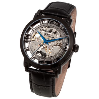 Stuhrling Original Men's Winchester 44 Skeleton Automatic Black Leather Strap Watch