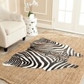 Handpicked Hacienda Argentinian Zebra Print Cowhide Leather Rug (5' x 7')