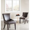 Safavieh Loire Grey Leather Nailhead Dining Chair (Set of 2)