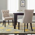 Safavieh Marseille Beige Linen Nailhead Dining Chairs (Set of 2)