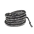 Mystique Colored Crystal 5-wrap Leather Bracelet (Thailand)