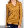 AtoZ Women's Long-sleeve Ruched Wrap Top