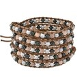 Natural Gemstone Snake Cord Leather 5-Wrap Bracelet (Thailand)