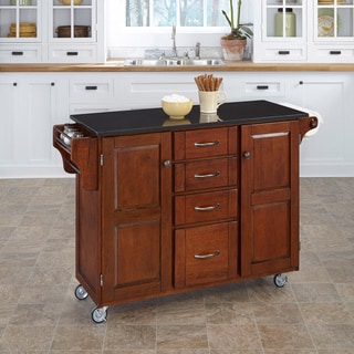 Cherry Finish Black Granite Top Create-a-Cart