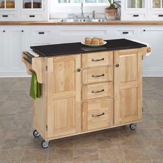 Natural Finish Black Granite Top Create-a-Cart