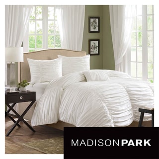 Madison Park Catalina White 4-piece Ruched Cotton Comforter Set