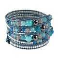 Gemstone Snake Cord Leather Wrap Bracelet (Thailand)