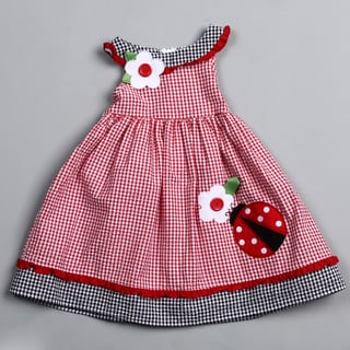 Good Lad Toddler Girl's Ladybug and Flower Embroidered Dress  FINAL SALE