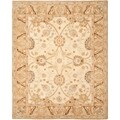 Hand-made Ancestry Silver/ Light Brown Wool Rug (8' x 10')