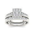 De Couer 10k White Gold 3/4ct TDW Diamond Bridal Ring Set (H-I, I2)