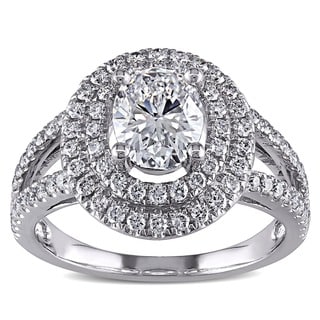 Miadora 14k White Gold 1 3/4ct TDW Certified Diamond Oval Ring (D, SI2)