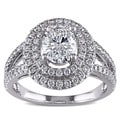 Miadora 14k White Gold 1 3/4ct TDW Certified Diamond Oval Ring (D, SI2)