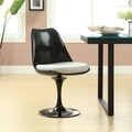 Black Eero Saarinen Style Tulip Side Chair with White Cushion