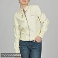 Members Only Women's Faux Leather Classic Bomber Jacket