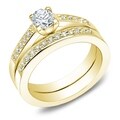 Auriya 14k Gold 1ct TDW Round Diamond Bridal Ring Set (I-J, I2)