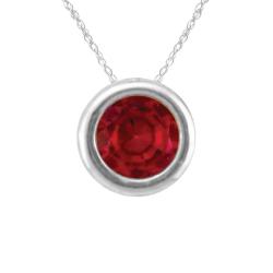 10k Gold Designer January Birthstone Red Garnet Bezel Necklace