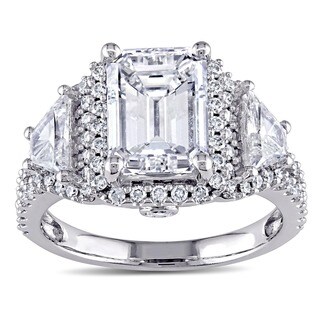 Miadora 14k White Gold 3 3/4ct TDW Certified Emerald Diamond Ring (E, SI1)