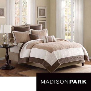 Madison Park Danville Brown/Ivory Pieced Seven-piece Coverlet Set