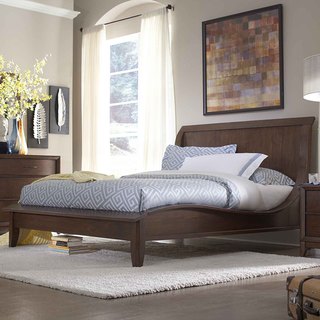 Lancashire Walnut Brown Curved Sleigh Queen-size Bed