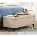 ETHAN HOME St Ives Lift Top Cream Fabric Tufted Storage Bench