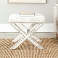 Safavieh X-Bench Nailhead French Script White Ottoman
