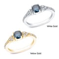 Auriya 14k Gold 2/3ct TDW Round Blue and White Diamond Ring (G-H, I1-I2)