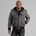 Black Rivet Men's Hooded Bomber Wool Blend Coat