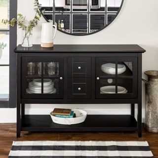 Black 52-inch Wood Console Table TV Stand