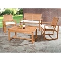 Outdoor Living Cushioned Brown Acacia Wood 4-piece Patio Set