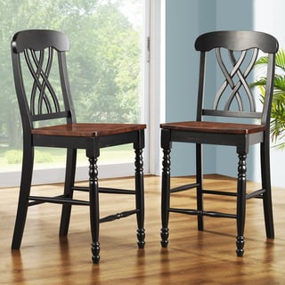 ETHAN HOME Mackenzie 24-Inch Black Counter Height Stool (Set of 2)