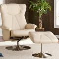 Mcpherson Ivory Leather Recliner/ Ottoman
