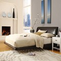 ETHAN HOME Carterton Black Bonded Leather Modern Floating Bed