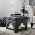 Sahara Sky Blue Nailhead Ottoman