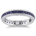 Miadora Sterling Silver Colored Gemstone Eternity Ring