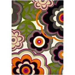 Handmade Flower Power Ivory/ Multi N. Z. Wool Rug (8'3 x 11')