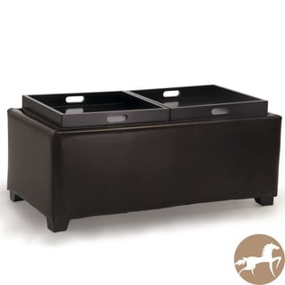 Christopher Knight Home Maxwell Brown Bonded Leather Double Tray Ottoman