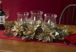 Golden Poinsettia Triple Candelabrum Silk Plant