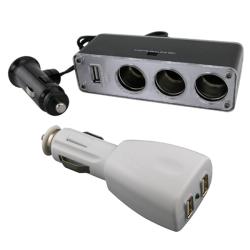 3-way Car Lighter Splitter and 2-port USB Car Charger