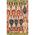 Handmade Ikat Cream/ Green Wool Rug (8' x 10')