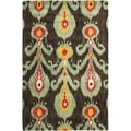 Handmade Ikat Charcoal Grey/ Blue Wool Rug (9' x 12')