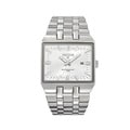 Hector H France Men's Classic Rectangular Stainless Steel Silver Dial Date Watch