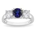 Miadora 10k White Gold Created Blue and White Sapphire 3-stone Ring