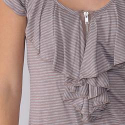 Self Esteem Junior's Ruffled Zipper Striped Top