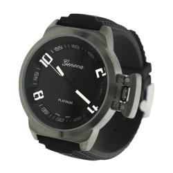 Geneva Men's 'Platinum' Round Face Silicone Watch