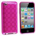 Clear Hot Pink Circle TPU Rubber Case for Apple iPod Touch