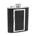 Leather Crocodile 6-oz Flask / Cigarette Case Combo