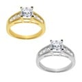 14k Yellow or White Solid Gold 1 3/4ct TGW Princess cut Cubic Zirconia Engagement Ring