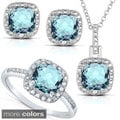 Silver Blue Topaz or Amethyst and 1/8ct TDW Diamond Jewelry Set (I-J, I2-I3)