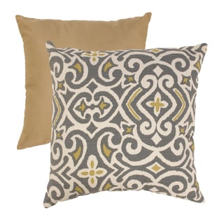 Pillow Perfect Grey/ Greenish-Yellow Damask Throw Pillow